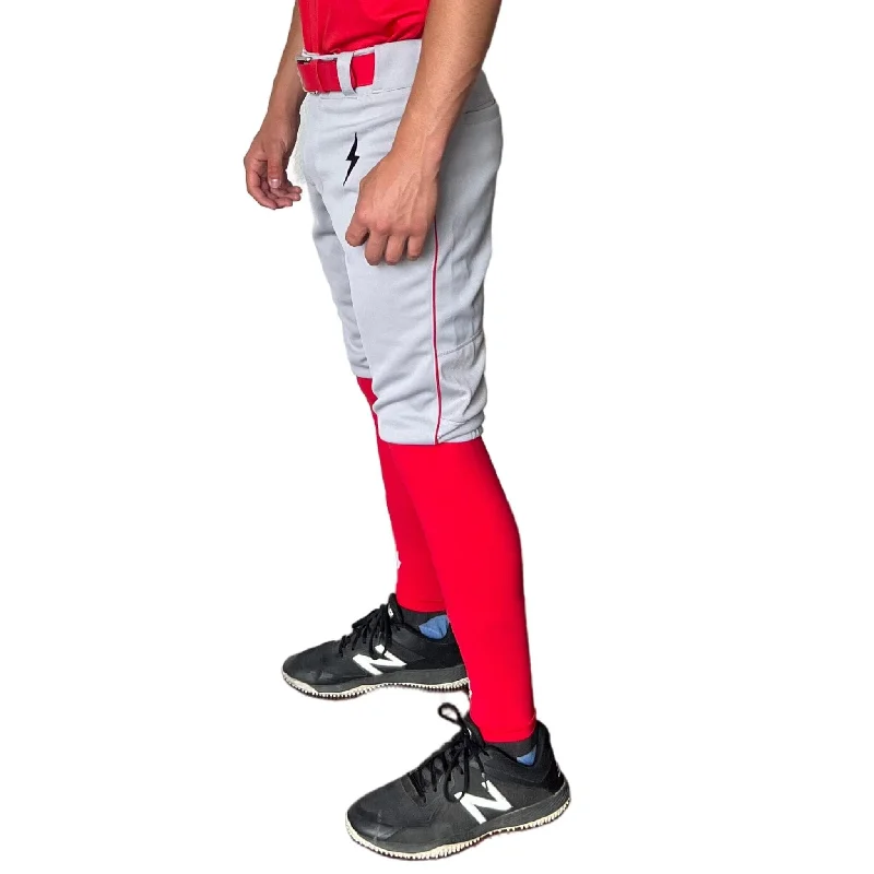 Comfortable Looks BRUCE BOLT Premium Pro Baseball Short - GREY w/ Red