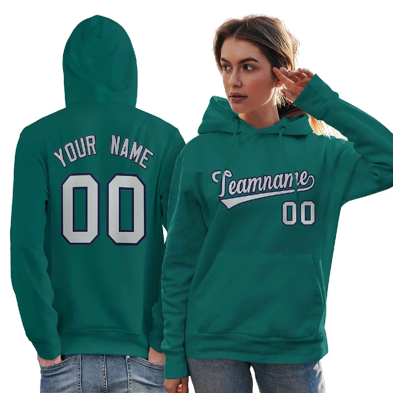 Soft Tops Custom Aqua Gray-Navy Classic Style Personalized Sport Pullover Hoodie