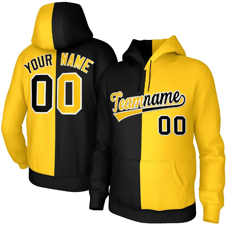 Cozy Dress Custom Black Gold Gold-White Split Fashion Stitched Sportwear Pullover Hoodie