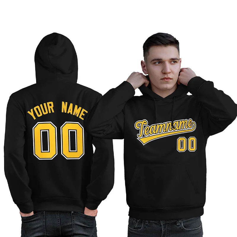 Chic Comfort Wear Custom Black Gold-White Classic Style Personalized Sport Pullover Hoodie