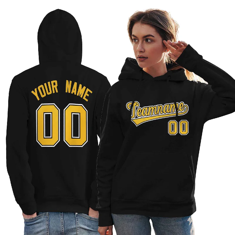 Casual Ease Custom Black Gold-White Classic Style Personalized Sport Pullover Hoodie