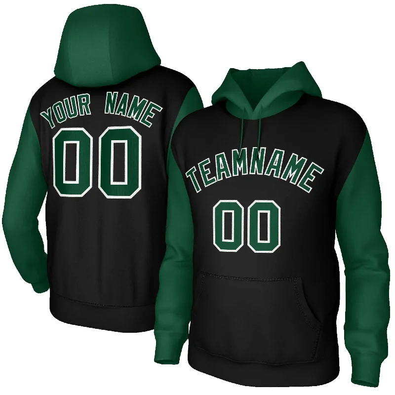 Cool Summer Custom Black Green-White Raglan Sleeves Stitched Sportwear Pullover Hoodie