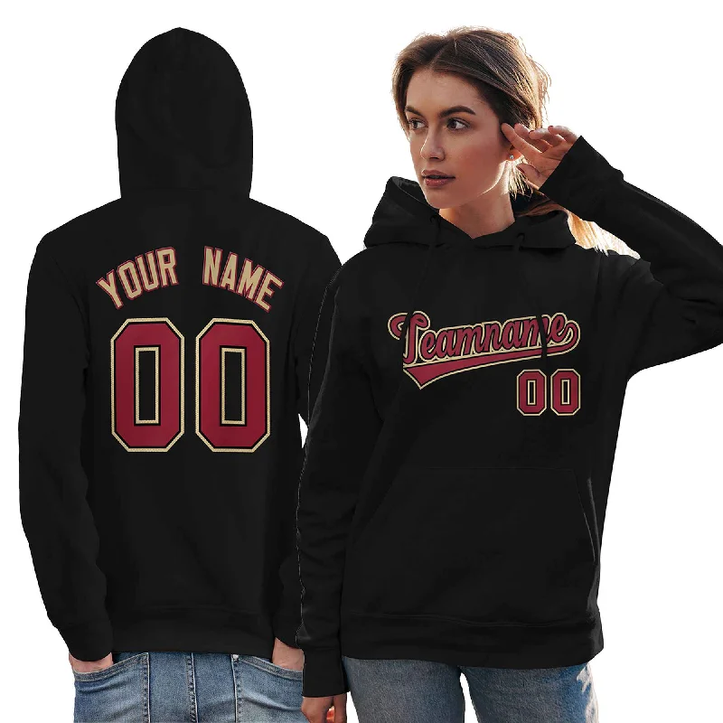 Weekend Comfort Wear Custom Black Old Gold-Cardinal Classic Style Personalized Sport Pullover Hoodie