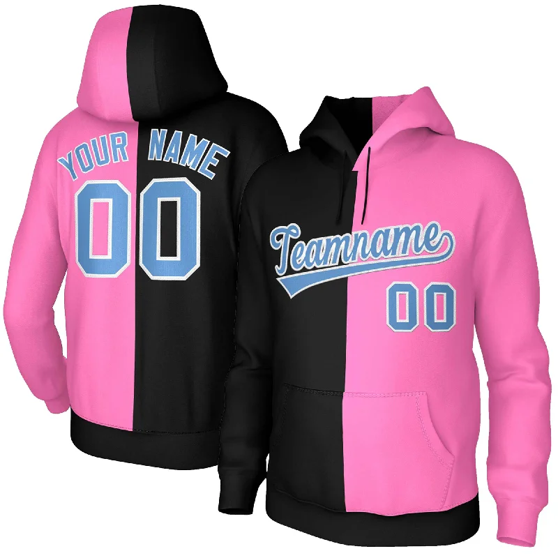 Smart Comfort Custom Black Pink Light Blue-White Split Fashion Stitched Sportwear Pullover Hoodie