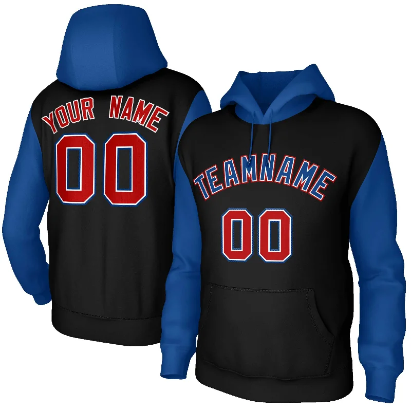 Sweet Girl Custom Black Royal-White Raglan Sleeves Stitched Sportwear Pullover Hoodie