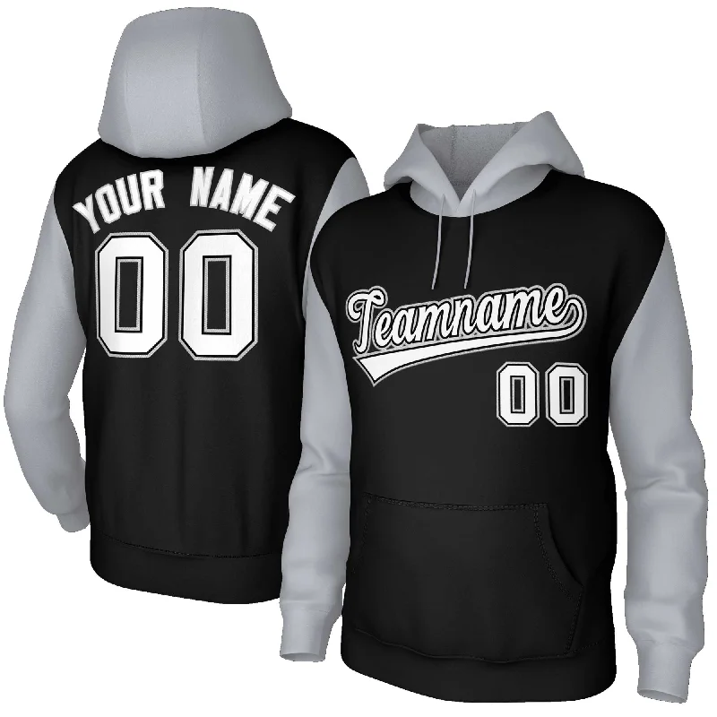 Fashion Must-have Custom Black White-Black Raglan Sleeves Stitched Sportwear Pullover Hoodie