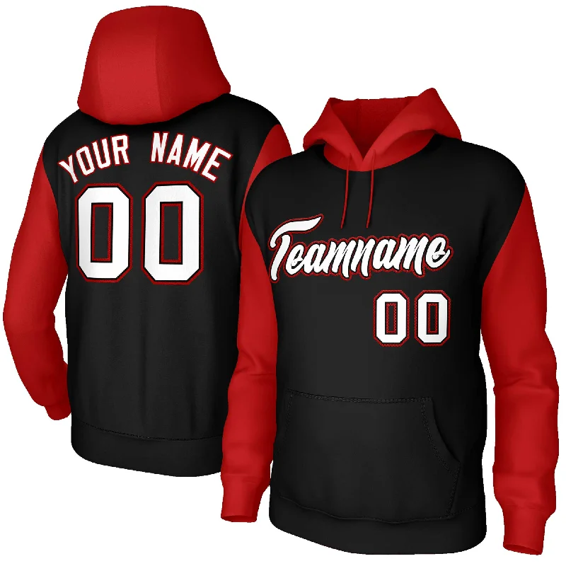 Dessert Matching Custom Black White-Black Raglan Sleeves Stitched Sportwear Pullover Hoodie