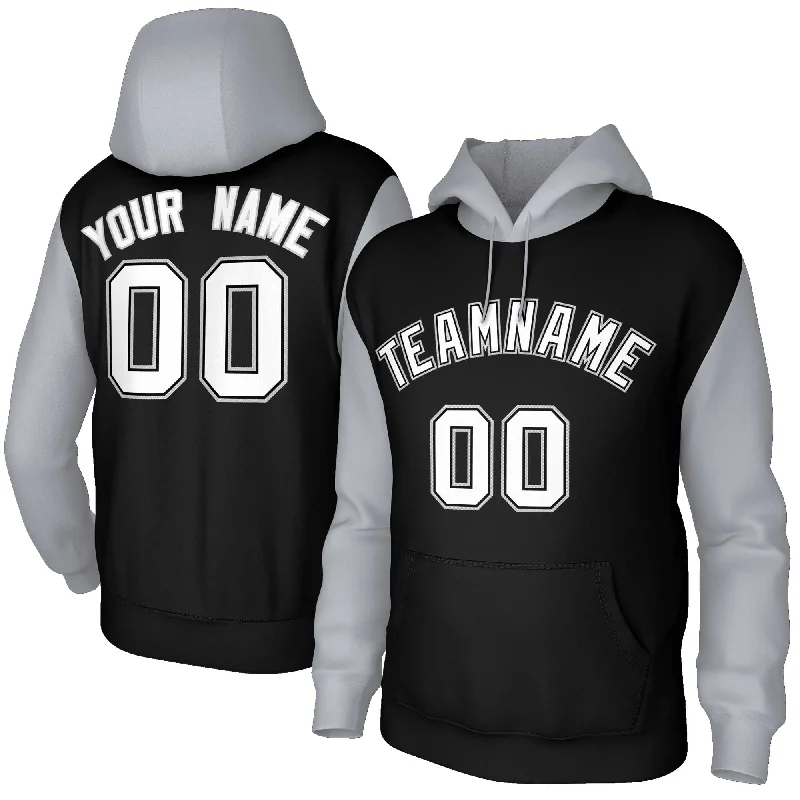 Sports Cool Custom Black White-Black Raglan Sleeves Stitched Sportwear Pullover Hoodie