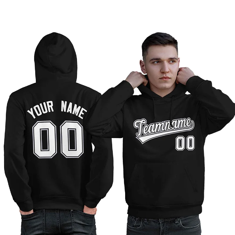Hooded design Custom Black White-Gray Classic Style Personalized Sport Pullover Hoodie