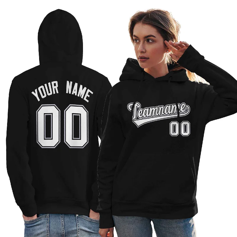 Easy Wear Chic Custom Black White-Gray Classic Style Personalized Sport Pullover Hoodie