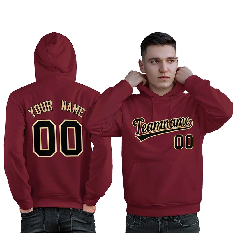 All-Day Style Custom Cardinal Black-Old Gold Classic Style Personalized Sport Pullover Hoodie