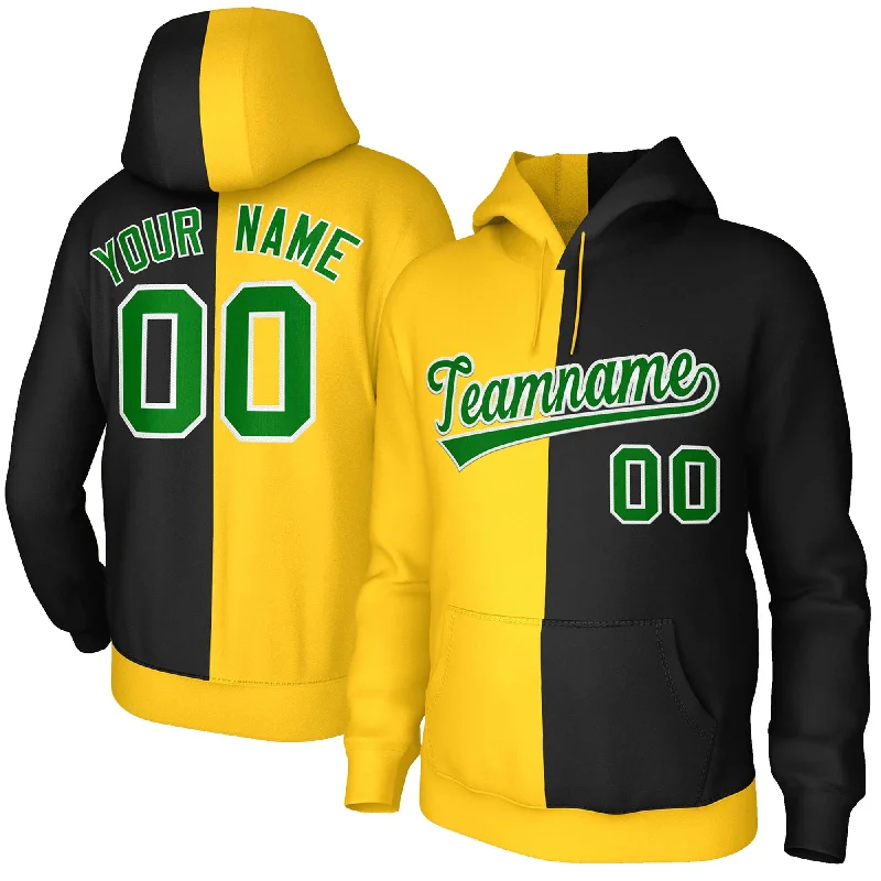 Comfortable Fashion Custom Gold Black Kelly Green-White Split Fashion Stitched Sportwear Pullover Hoodie