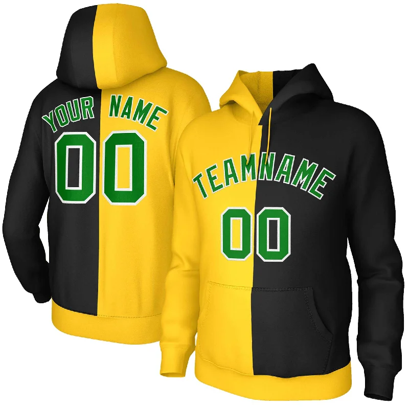 Fashion Pioneer Custom Gold Black Kelly Green-White Split Fashion Stitched Sportwear Pullover Hoodie