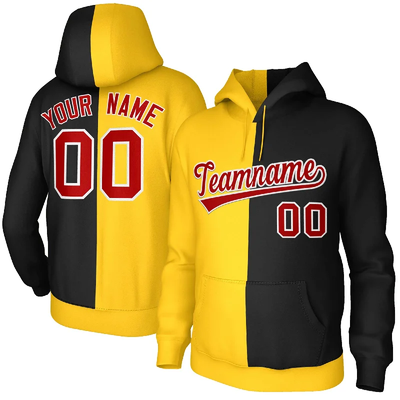 Versatile Comfort Custom Gold Black Red-White Split Fashion Stitched Sportwear Pullover Hoodie