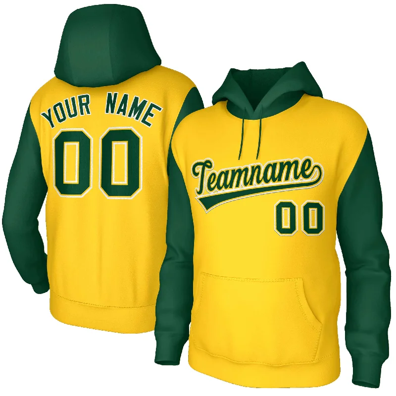 Comfortable Series Custom Gold Green-Gold Raglan Sleeves Stitched Sportwear Pullover Hoodie