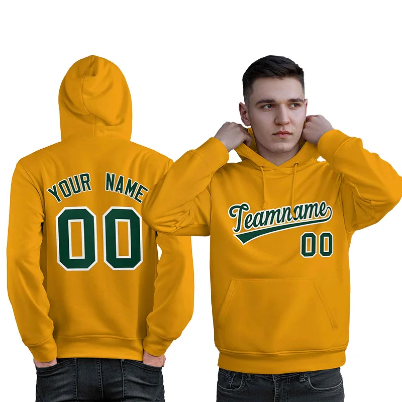 Cozy Chic Trends Custom Gold Kelly Green-White Classic Style Personalized Sport Pullover Hoodie