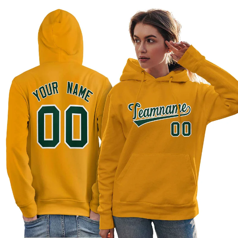 Casual Fit Wear Custom Gold Kelly Green-White Classic Style Personalized Sport Pullover Hoodie