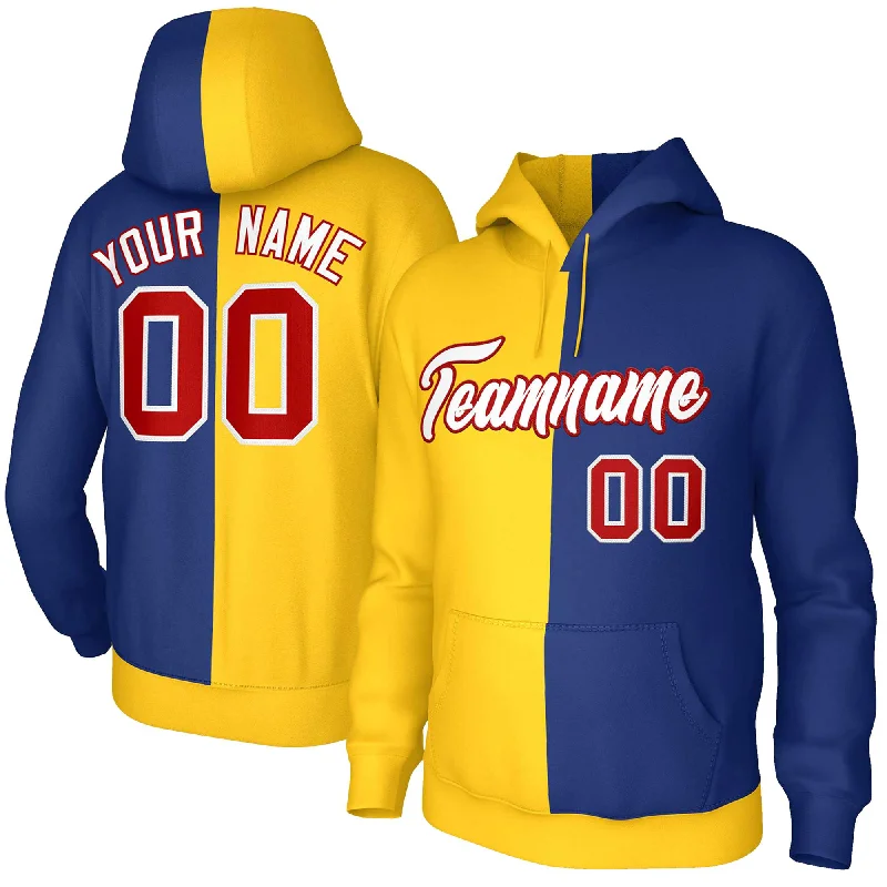 Lounge Wear Custom Gold Royal White-Red Split Fashion Stitched Sportwear Pullover Hoodie