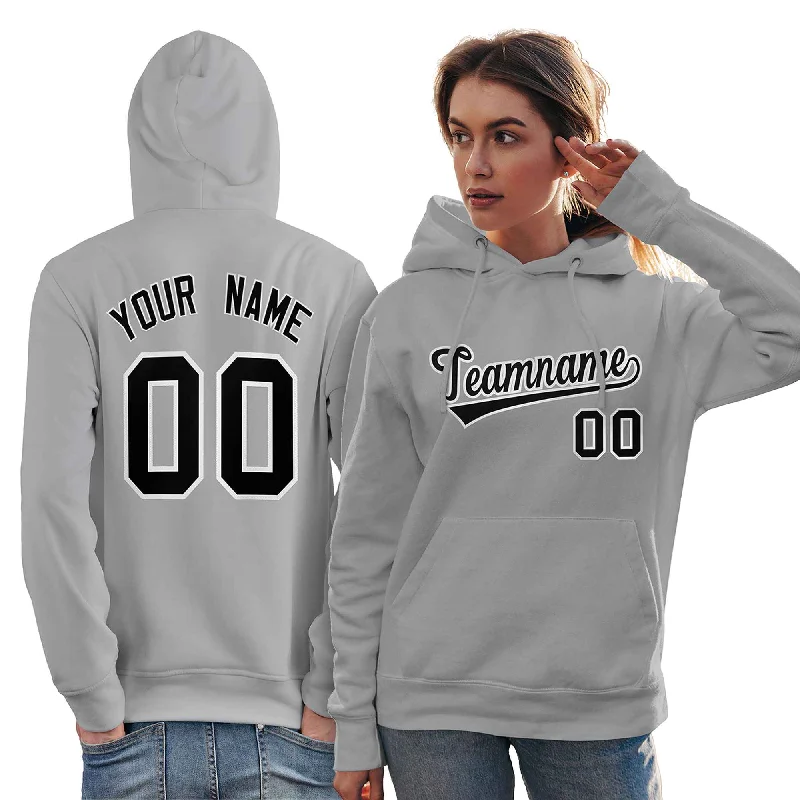 Cozy Fashions Custom Gray Black-White Classic Style Personalized Sport Pullover Hoodie