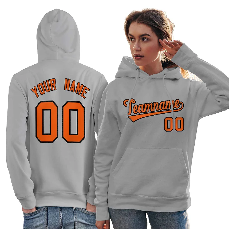 Light Layers Custom Gray Orange-Black Classic Style Personalized Sport Pullover Hoodie