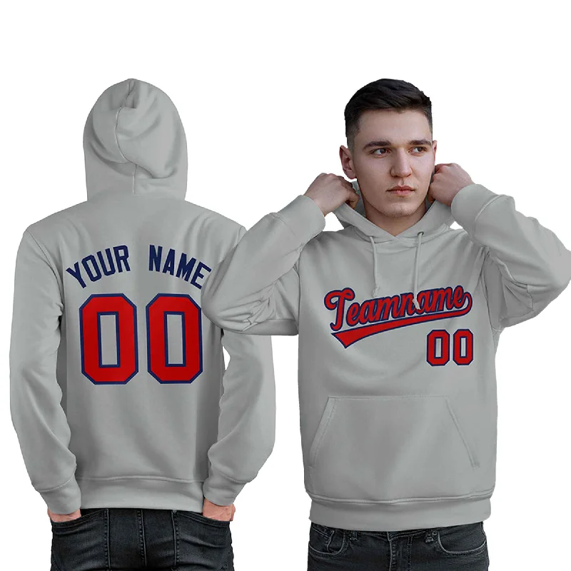 Trendy Layers Custom Gray Red-Royal Classic Style Personalized Sport Pullover Hoodie