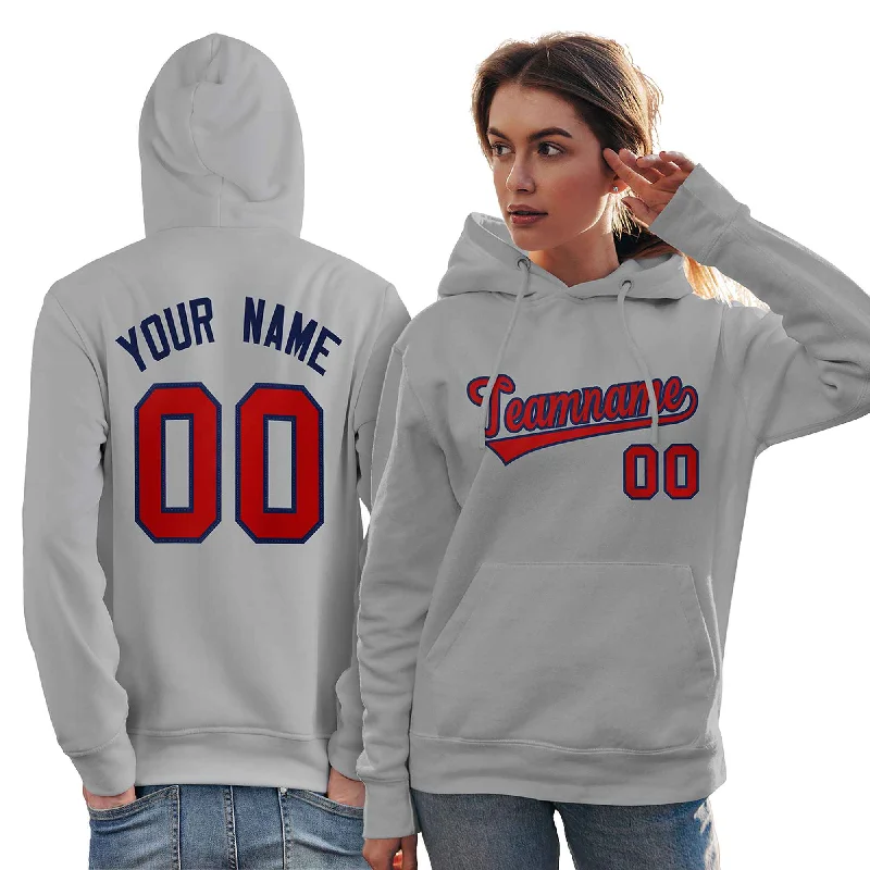 Comfy Chic Wear Custom Gray Red-Royal Classic Style Personalized Sport Pullover Hoodie