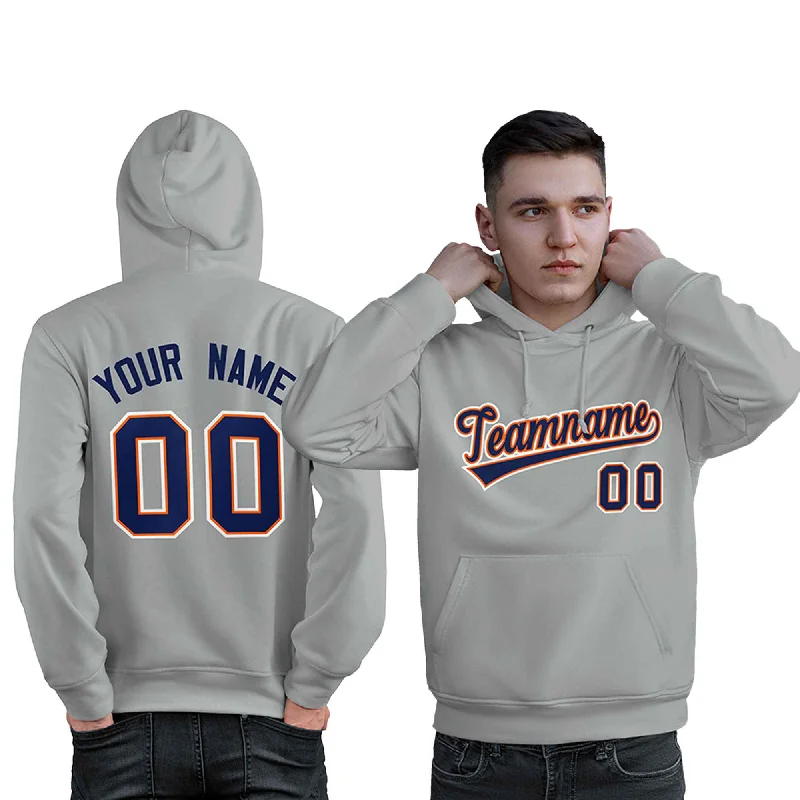 Comfortable Lifestyle Custom Gray Royal-Orange Classic Style Personalized Sport Pullover Hoodie