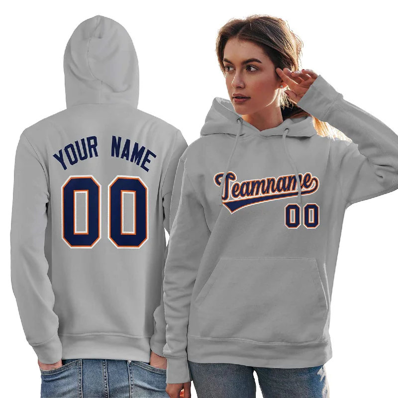 Relaxed Jackets Custom Gray Royal-Orange Classic Style Personalized Sport Pullover Hoodie