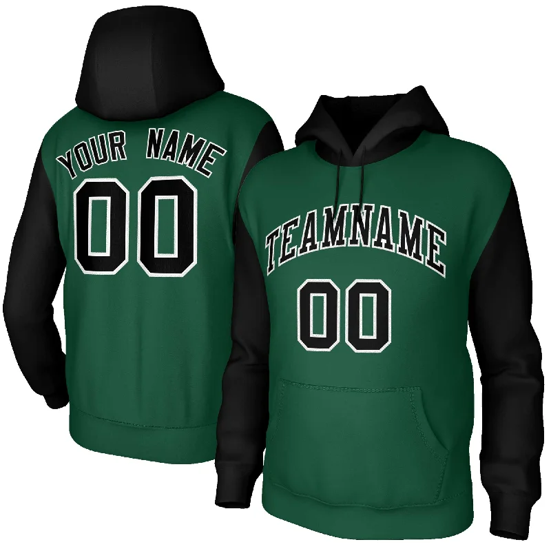 Personalized Wear Custom Green Black-White Raglan Sleeves Stitched Sportwear Pullover Hoodie