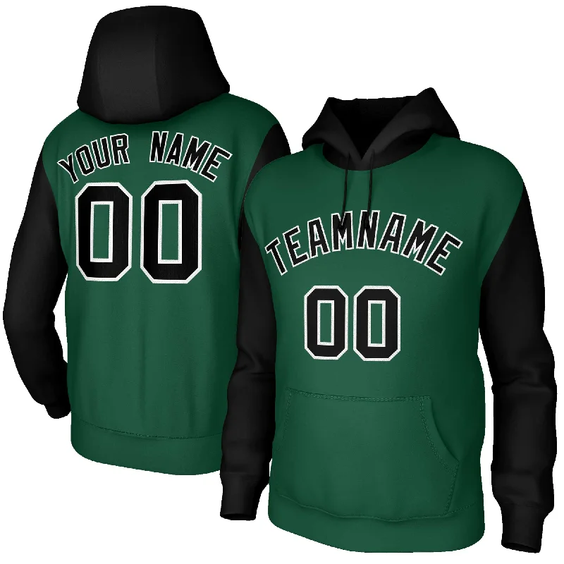 Trendy Items Custom Green Black-White Raglan Sleeves Stitched Sportwear Pullover Hoodie