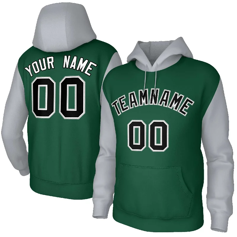 Bottom And Versatile Custom Green Black-White Raglan Sleeves Stitched Sportwear Pullover Hoodie