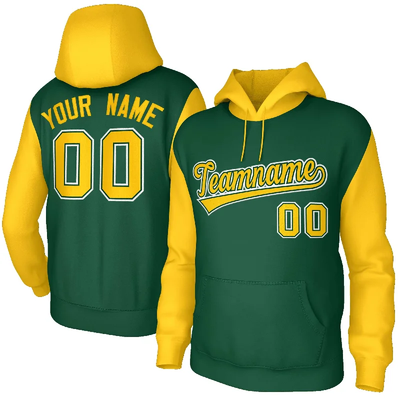 Fashion Design Custom Green Gold-Green Raglan Sleeves Stitched Sportwear Pullover Hoodie