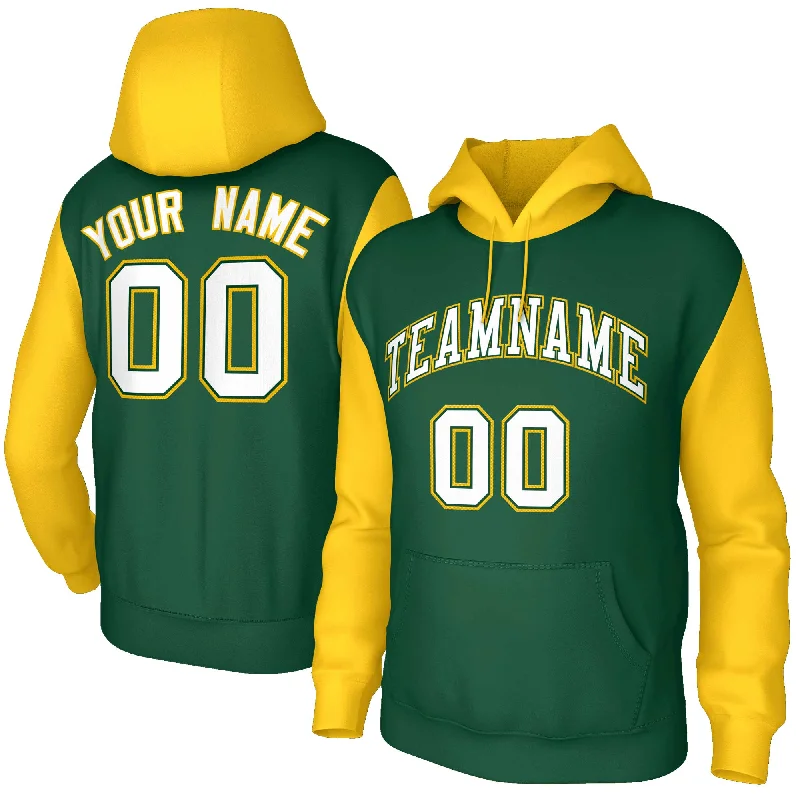 Printed Patterns Custom Green White-Green Raglan Sleeves Stitched Sportwear Pullover Hoodie