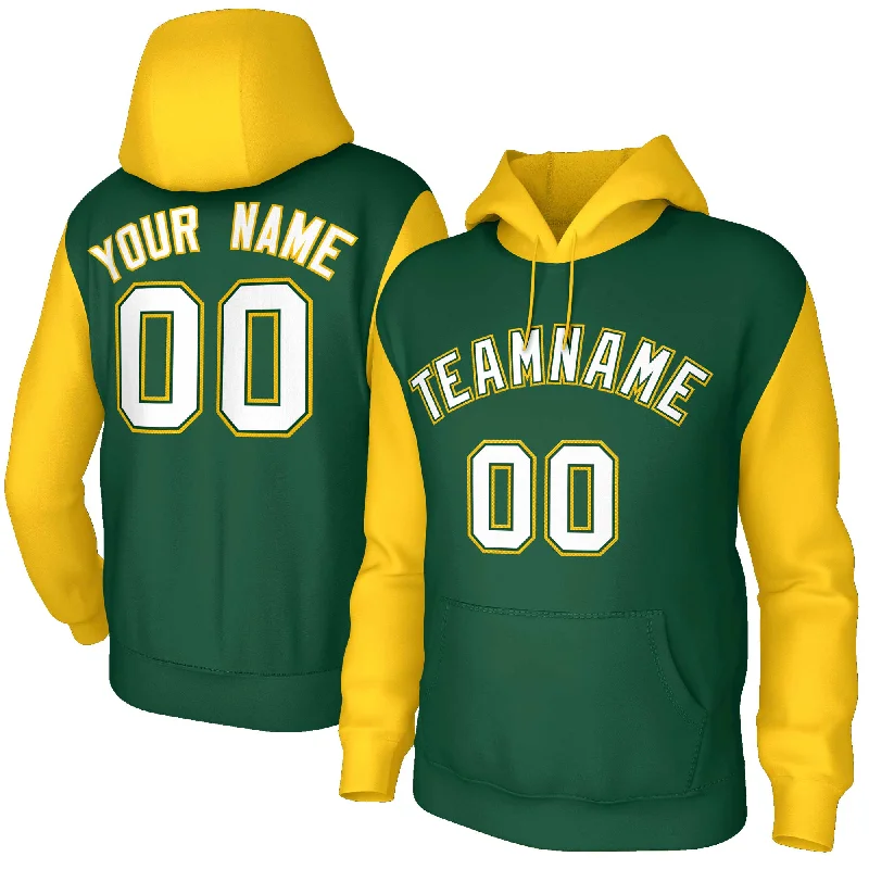 New Products Custom Green White-Green Raglan Sleeves Stitched Sportwear Pullover Hoodie