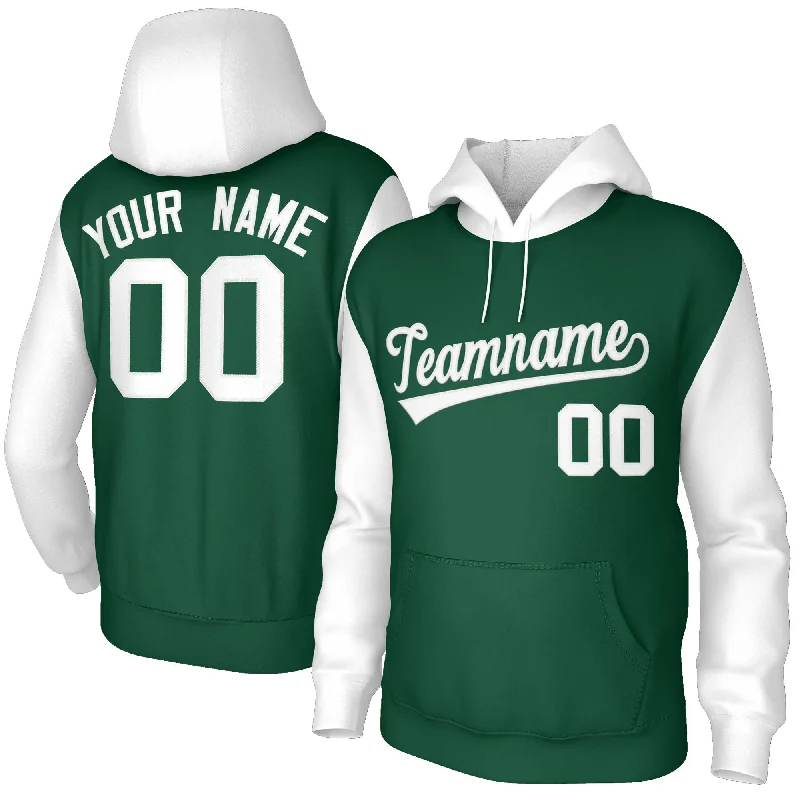 Luxury Style Custom Green White-Raglan Sleeves Stitched Sportwear Pullover Hoodie