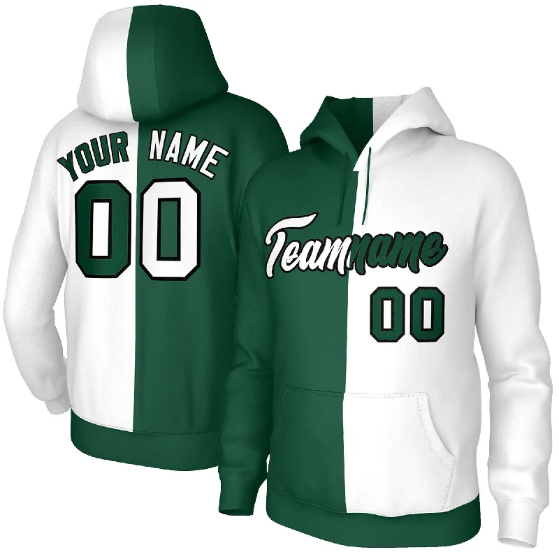 Classic Design Custom Green White White-Black Split Fashion Stitched Sportwear Pullover Hoodie