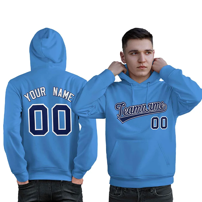 Easygoing Outfits Custom Light Blue Royal-White Classic Style Personalized Sport Pullover Hoodie