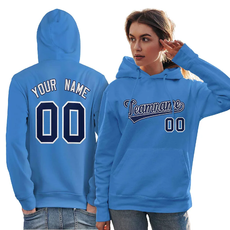 Relaxed Looks Custom Light Blue Royal-White Classic Style Personalized Sport Pullover Hoodie