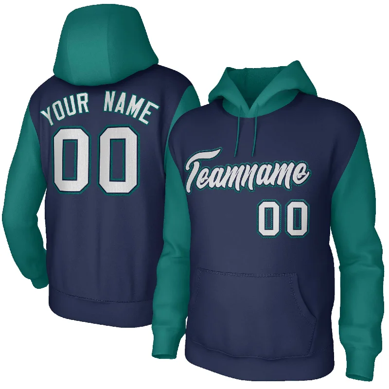 Wearable At Home Or Out Custom Navy Gray-Navy Raglan Sleeves Stitched Sportwear Pullover Hoodie