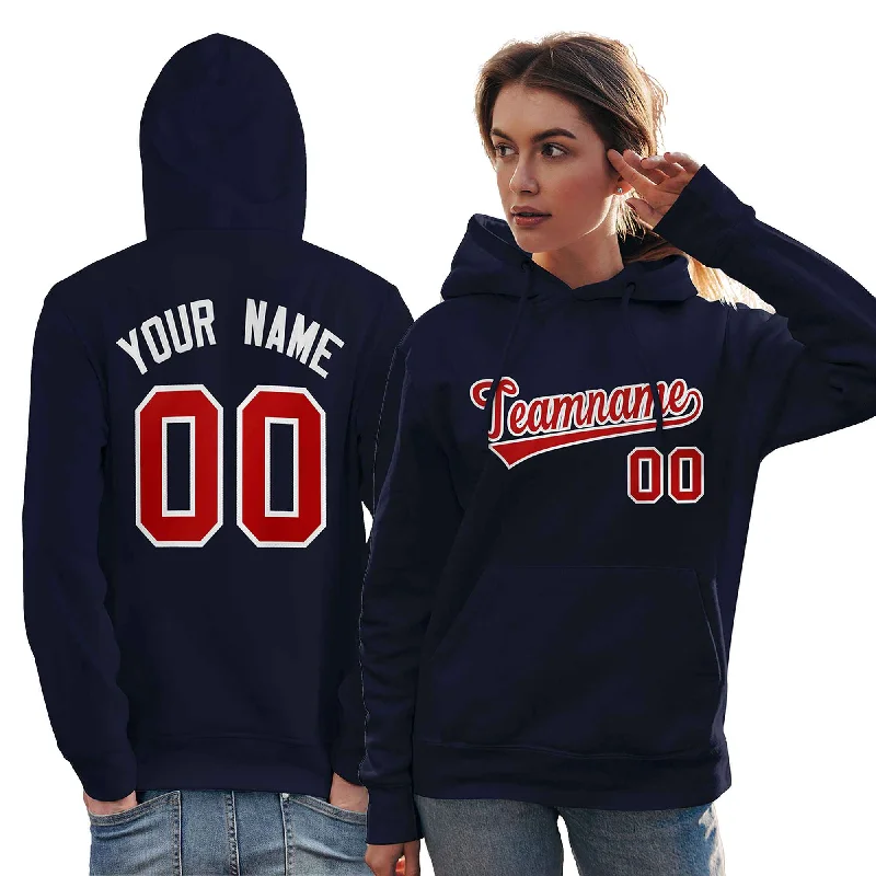 Sporty Wear Custom Navy Red-White Classic Style Personalized Sport Pullover Hoodie