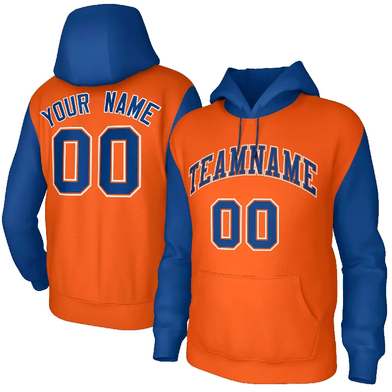 Perfect Tailoring Custom Orange Royal-Orange Raglan Sleeves Stitched Sportwear Pullover Hoodie