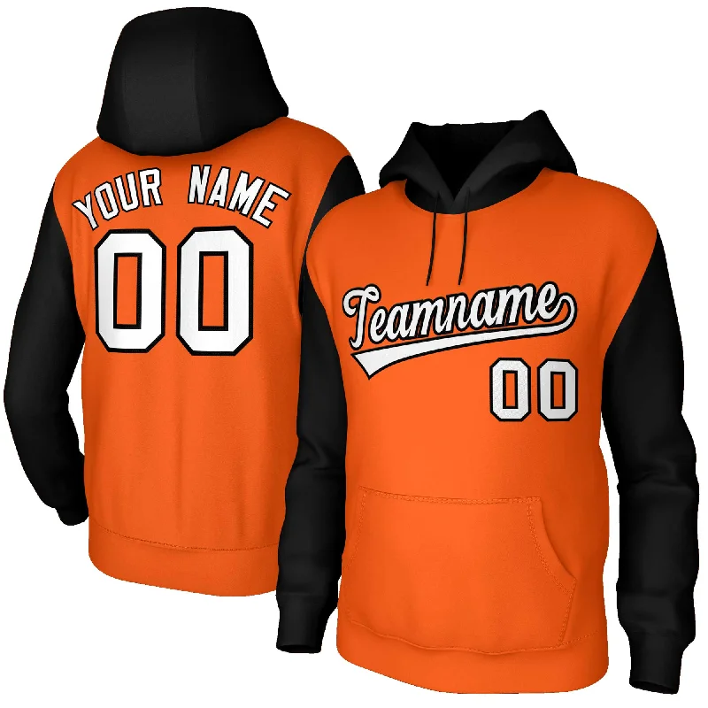 Street Cool Custom Orange White-Black Raglan Sleeves Stitched Sportwear Pullover Hoodie