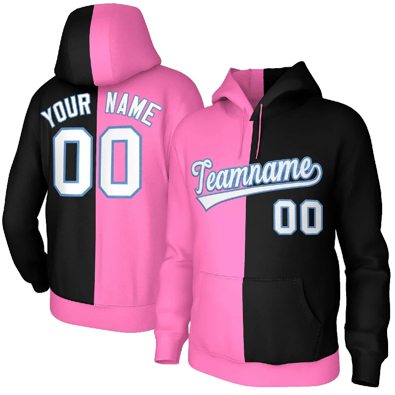 Minimal Comfort Custom Pink Black White-Light Blue Split Fashion Stitched Sportwear Pullover Hoodie