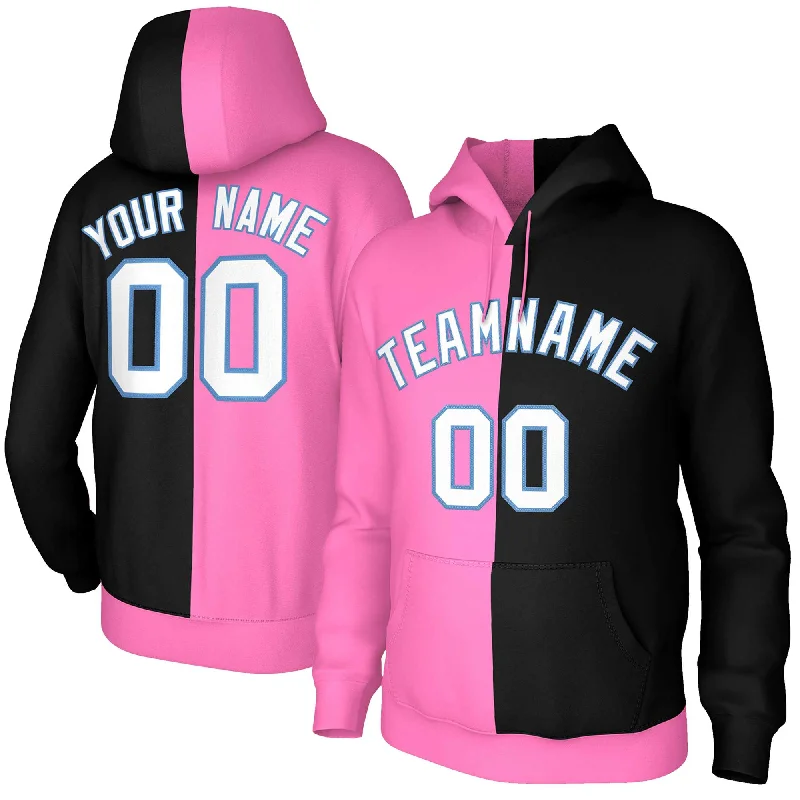 Economic Outlook Custom Pink Black White-Light Blue Split Fashion Stitched Sportwear Pullover Hoodie