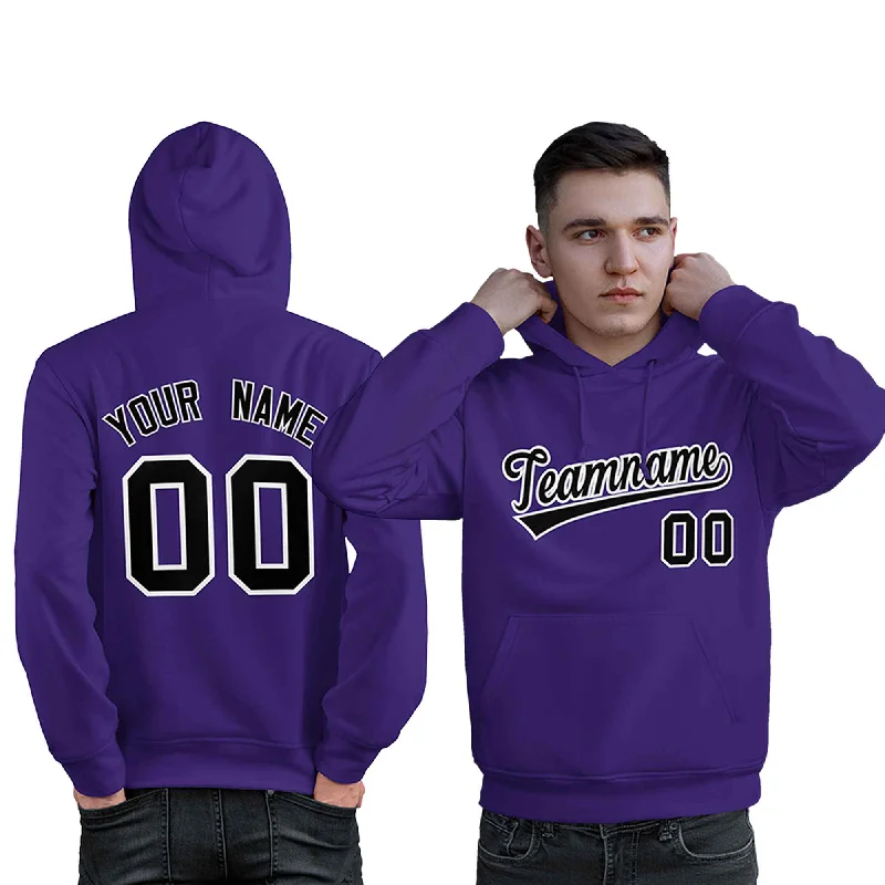 Casual Comfort Wear Custom Purple Black-White Classic Style Personalized Sport Pullover Hoodie