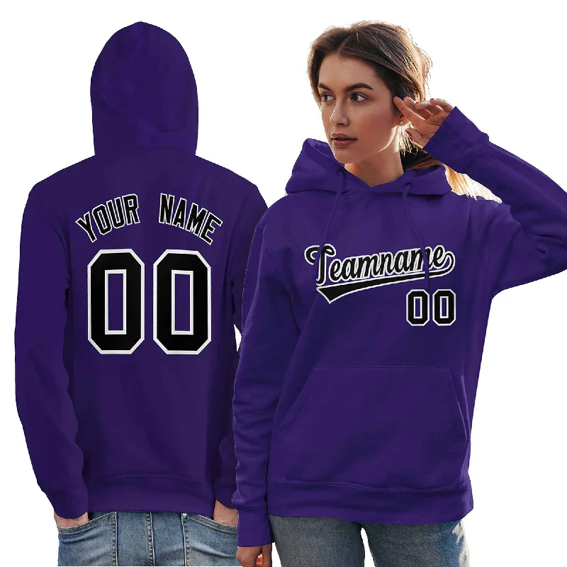 Simple Looks Custom Purple Black-White Classic Style Personalized Sport Pullover Hoodie