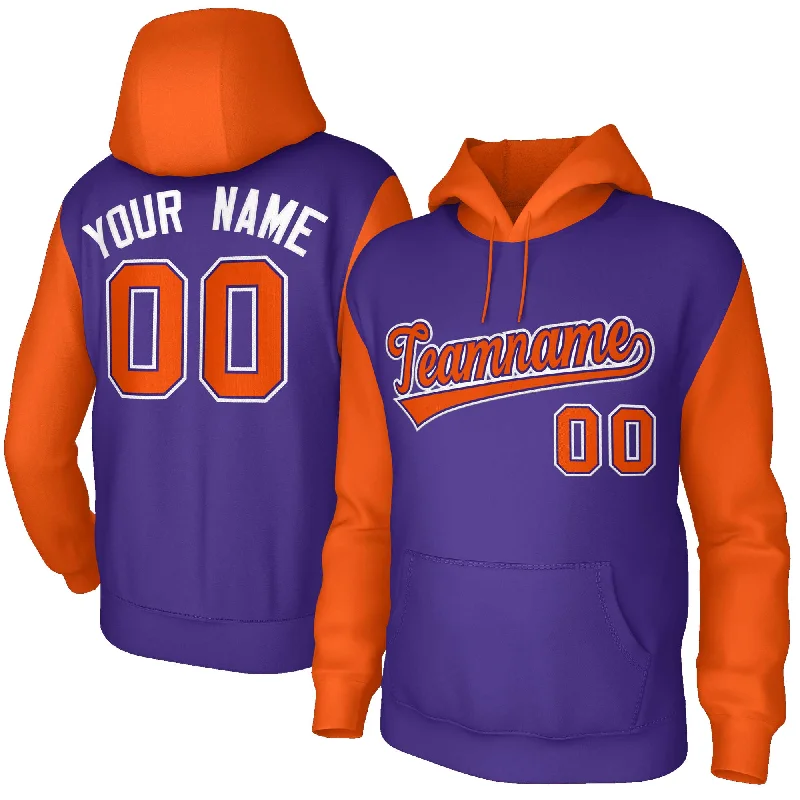 Luxury And Elegant Custom Purple Orange-Purple Raglan Sleeves Stitched Sportwear Pullover Hoodie