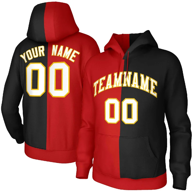 Cozy Pants Custom Red Black White-Gold Split Fashion Stitched Sportwear Pullover Hoodie