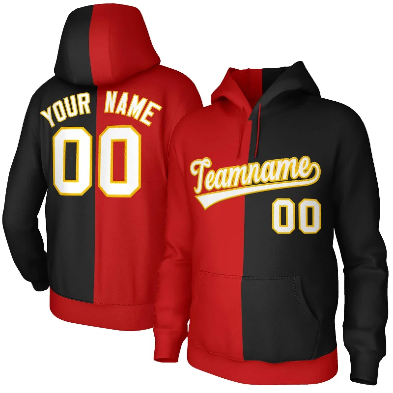 Easy Fashion Custom Red Black White-Gold Split Fashion Stitched Sportwear Pullover Hoodie