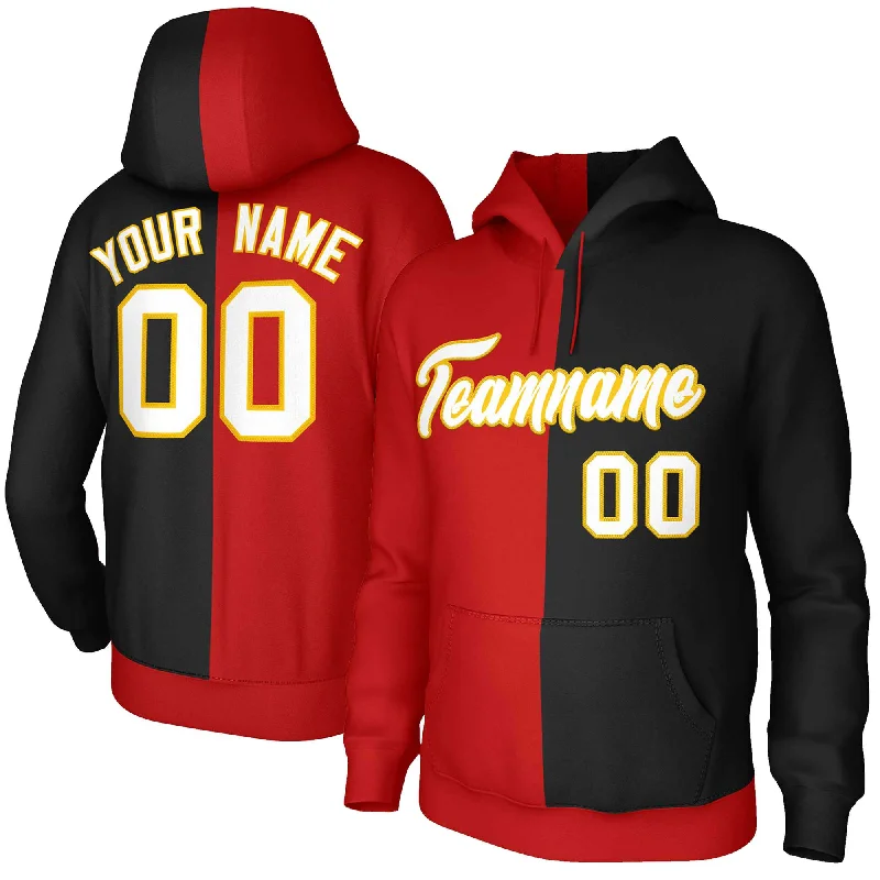 Summer Selection Custom Red Black White-Gold Split Fashion Stitched Sportwear Pullover Hoodie